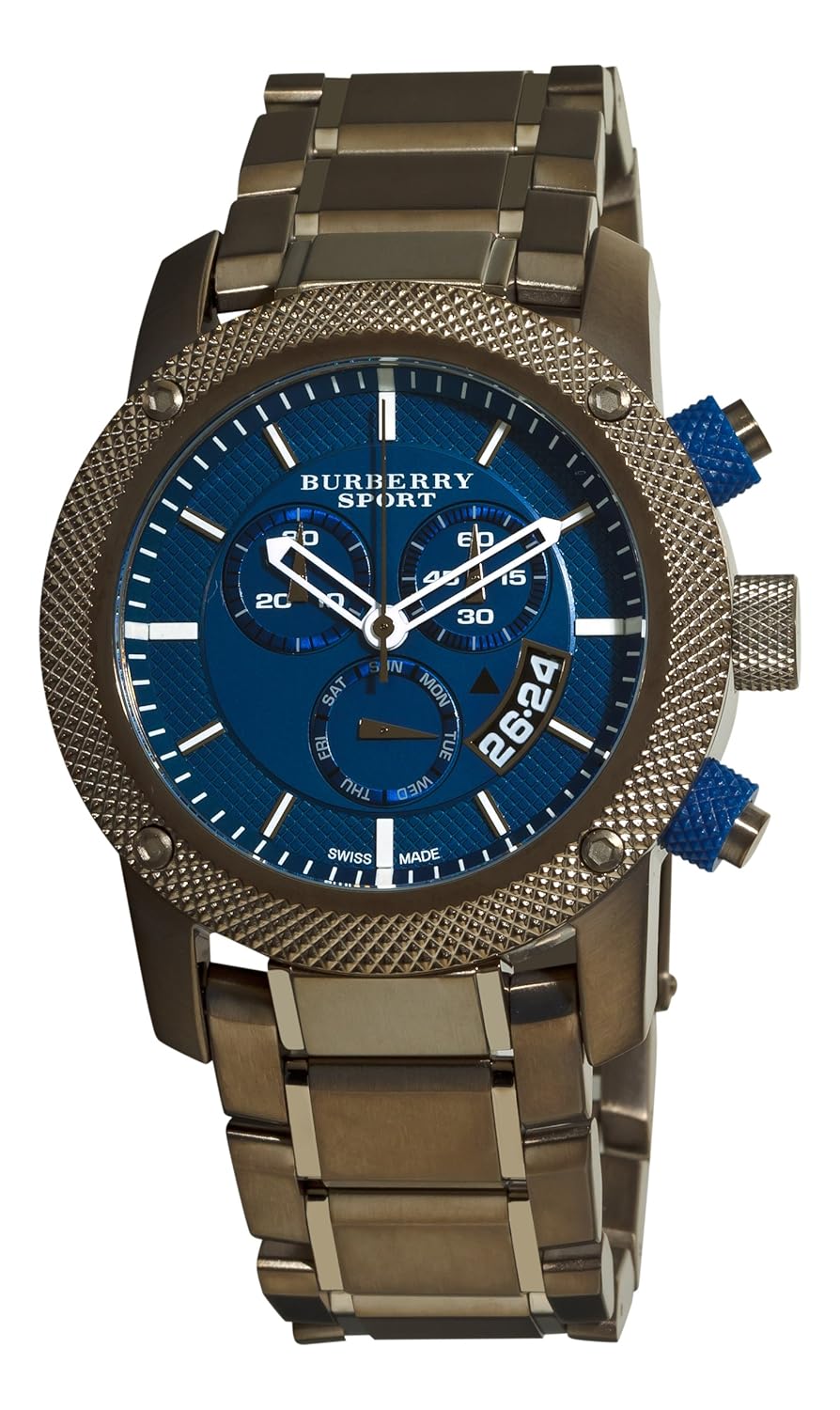 burberry mens bu7718 sport chrono blue chronograph dial watch